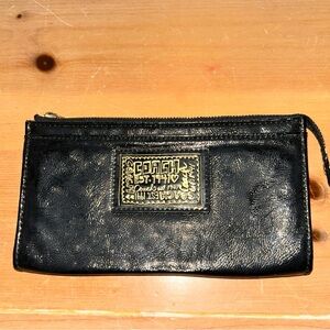 Coach Poppy Edition Black Leather Wristlet